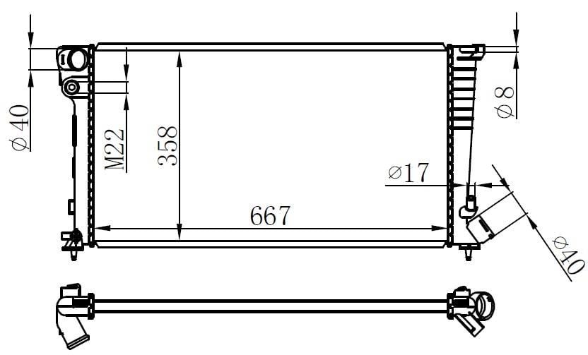 RADYATÖR BRAZİNG PARTNER-BERLINGO-XSARA-306 1.9DZL DW8 98-02 KLİMASIZ MEK 667x358x22