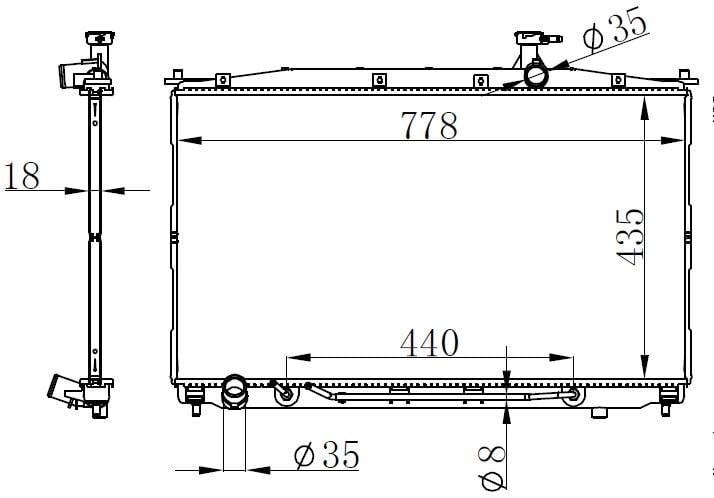 RADYATÖR BRAZİNG SANTAFE 2.2 CRDİ 06 > 435x768x18