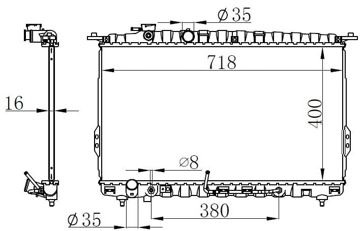 RADYATÖR BRAZİNG SONATA 2.0I 16V AC KLİMASIZ OTOM 400x718x16