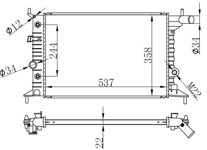 RADYATÖR BRAZİNG VECTRA B 1.6i-1.6i 16V-1.8i 16V-2.0i 16V 537x358x22 KLİMASIZ OTM.ŞNZ