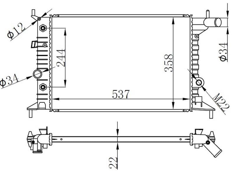 RADYATÖR BRAZİNG VECTRA B 1.6i-1.6i 16V-1.8i 16V-2.0i 16V 537x358x22 KLİMASIZ OTM.ŞNZ