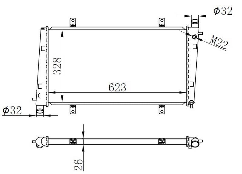 RADYATÖR BRAZİNG VOLVO S40 2.0T 2.0T4-95-04 V40 1.9 TDI 95-04 MEK 623x328x26