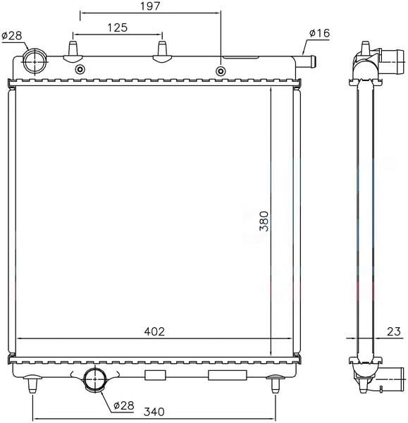 RADYATÖR C2-C3-207-1007 1.4-1.4 16V-1.6 16V-1.4HDI KLİMASIZ MEK 398x380x23