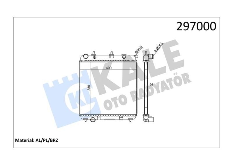 RADYATÖR C2-C3-207-1007 1.4-1.4 16V-1.6 16V-1.4HDI KLİMASIZ MEK 398x380x23