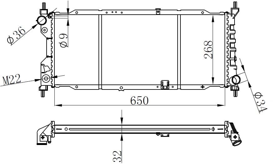 RADYATÖR CORSA B 1.5D-1.7D-COMBO 1.7D KLİMASIZ MEKANİK 650x268x32