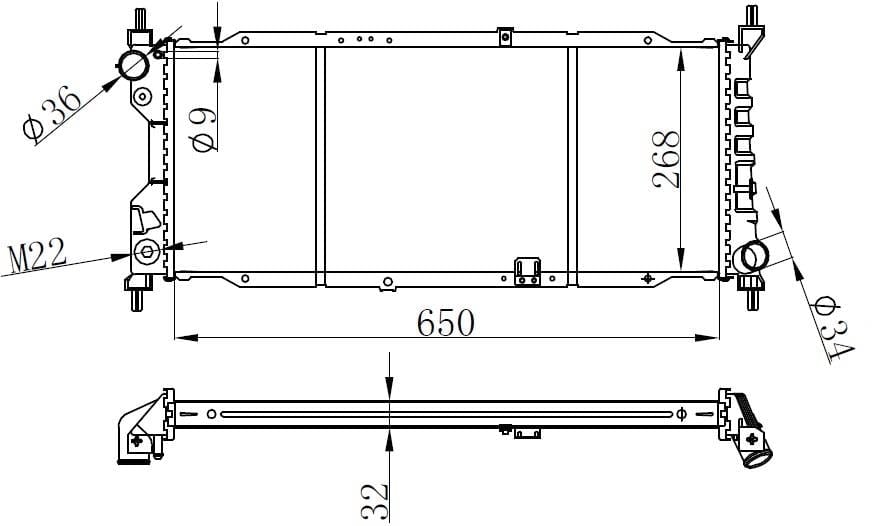 RADYATÖR CORSA B 1.5D-1.7D-COMBO 1.7D KLİMASIZ MEKANİK 650x268x32