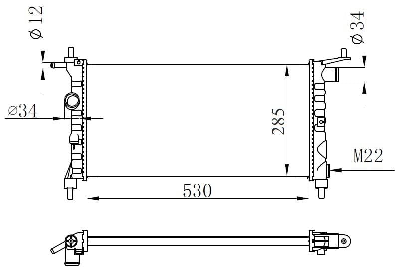 RADYATÖR CORSA B-TIGRA-COMBO 1.2-1.4-1.4 16V KLİMASIZ MEK 530x285x34