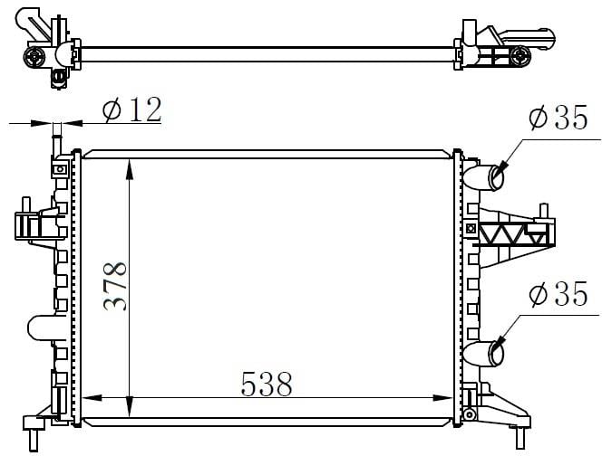 RADYATÖR CORSA C-COMBO-TIGRA 1.0-1.2-1.2 16V-1.4-1.4 16V AC KLİMASIZ MEK 545x359x23 1300236-9201955-25555161-24445162