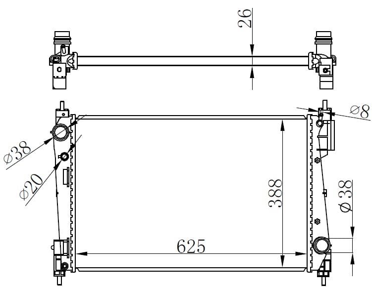 RADYATÖR CORSA D 1.3CDTI MEK AC KLİMASIZ 620x415x16