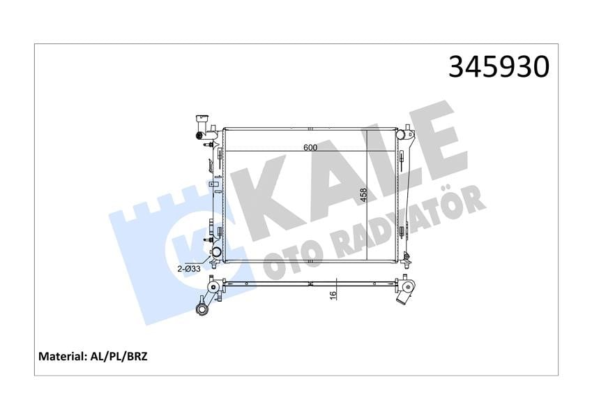 RADYATÖR KIA CEED-PRO CEED 1.4-1.6-2.0 07-12 600x455x16 AC /- OTOM AL/PL/BRZ