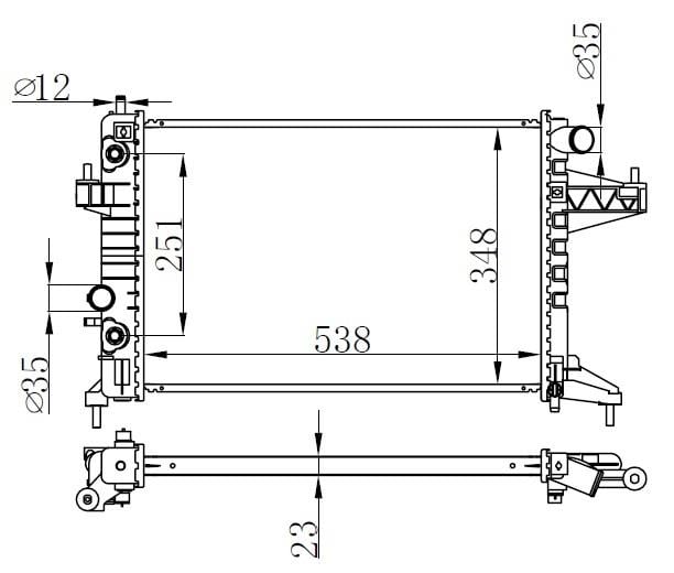 RADYATOR MECHANİCAL AT 545X341X23 CORSA C 1.4İ 2000 /TİGRA 1.8İ 2004 63018