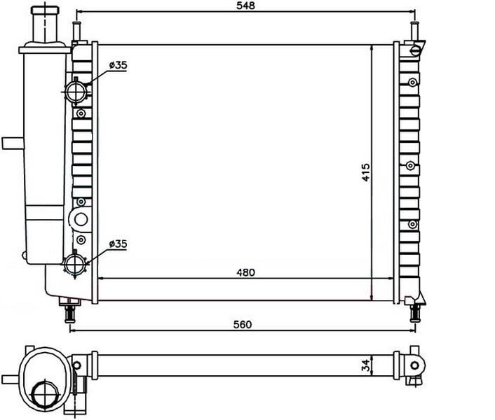RADYATOR MECHANİCAL MT 480X415X34 MAREA BİDONLU 96 61788