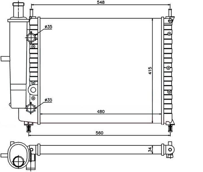 RADYATOR MECHANİCAL MT 480X415X34 MAREA BİDONLU 96 61788