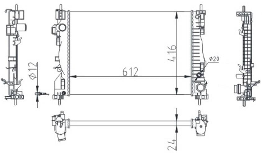 RADYATOR MECHANİCAL MT 612X416X23 GİULİETTA 1.4 TB/2.0 JTDM 60062