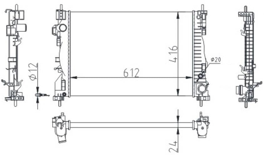 RADYATOR MECHANİCAL MT 612X416X23 GİULİETTA 1.4 TB/2.0 JTDM 60062