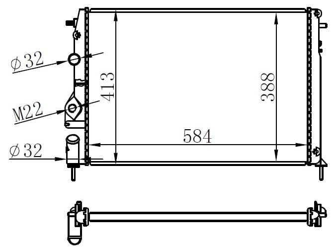 RADYATÖR MGN I-SCENIC 1.4-1.6-1.8-2.0 16V AC MEK LOGAN 1.5 DCİ 586x415x23