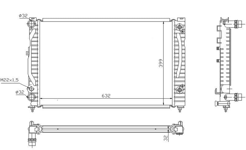 RADYATÖR PASSAT 96-00 A4 95-01 A6 00-05 ADP-AHL-ANA-ARM AC KLİMASIZ MEK OTOM 632x415x34