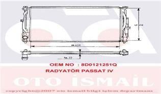 RADYATÖR PASSAT-A4-A6-SUPERB 1.6-1.8-2.4-1.9TDI-2.6-2.3 VR5-2.0-2.8 AC KLİMASIZ MEK 632x414x23