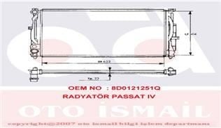RADYATÖR PASSAT-A4-A6-SUPERB 1.6-1.8-2.4-1.9TDI-2.6-2.3 VR5-2.0-2.8 AC KLİMASIZ MEK 632x414x23