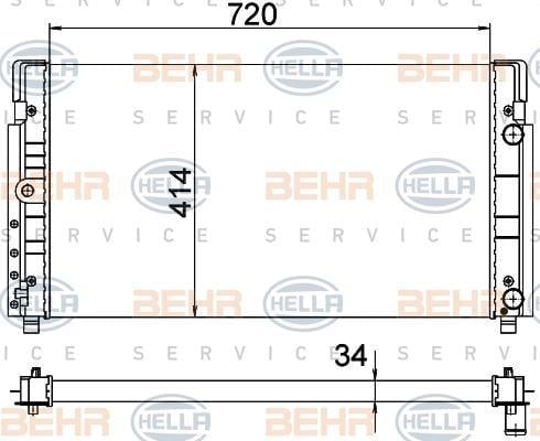 RADYATÖR TRANSPORTER T4 96-98 UZUN KASA AC KLİMASIZ MEK 720x414x34
