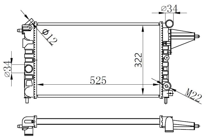 RADYATÖR VECTRA A 88> 1.6-1.8 KLİMASIZ 525x322x23 ALÜMİNYUM
