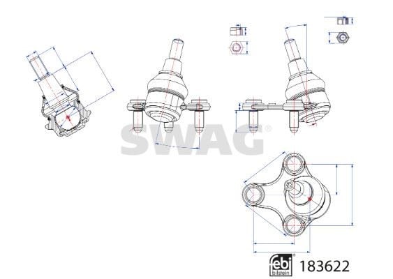 ROTİL ALT SOL FORD CONNECT 22> VW CADDY 22> FEBI 183622 FEBI 183622
