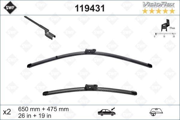 SİLECEK 64 47.5cm X2 FLATBLADE-MUZ TİPİ TRAFIC III-VIVARO II-BMW 2 SERİSİ F46