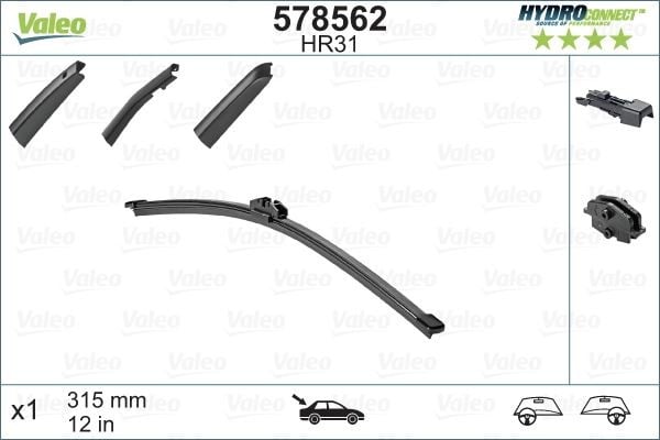 SİLECEK SÜPÜRGESİ ARKA 31cm X1 MUZ TİPİ HydroConnect ÇOKLU BAĞLANTILI ÜNİVERSAL HR31