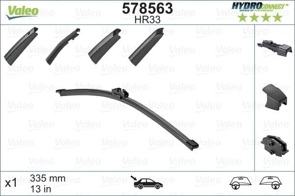 SİLECEK SÜPÜRGESİ ARKA 34cm X1 MUZ TİPİ HydroConnect ÇOKLU BAĞLANTILI ÜNİVERSAL HR34