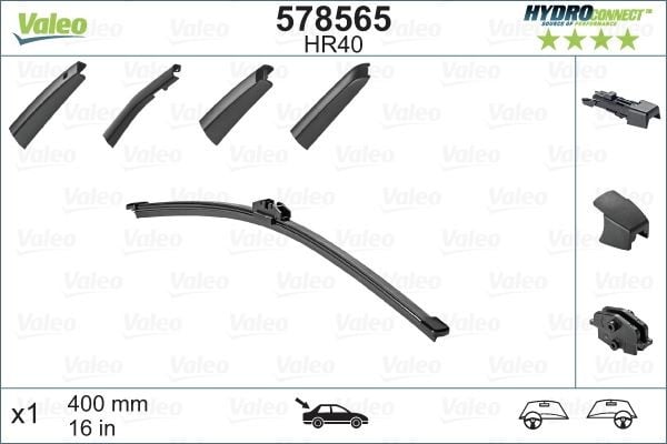 SİLECEK SÜPÜRGESİ ARKA 40cm X1 MUZ TİPİ HydroConnect ÇOKLU BAĞLANTILI ÜNİVERSAL HR40