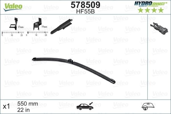SİLECEK SÜPÜRGESİ ÖN 55cm X1 MUZ TİPİ HydroConnect ÇOKLU BAĞLANTILI ÜNİVERSAL HF55B
