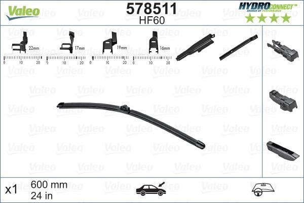 SİLECEK SÜPÜRGESİ ÖN 60cm X1 MUZ TİPİ HydroConnect ÇOKLU BAĞLANTILI ÜNİVERSAL HF60