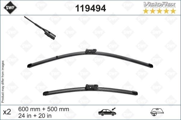 SWF VİSİOFLEX FLAT BLADE X2 600 500 MM VOLVO XC40 03.2018> SWF MUZ TİPİ SİLECEK BİNEK