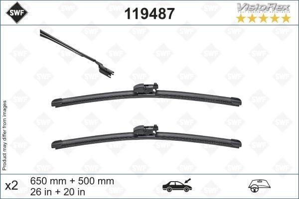 SWF VisioFlex Flat Blade X2 650 500 mm BMW X3 07/17> -X4 04/18> ; JAGUAR EPACE 09/17>