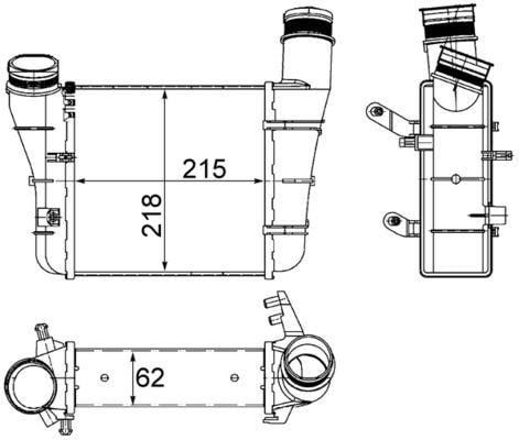 TURBO RADYATÖRÜ INTERCOOLER AUDI A4 1.9TDI 00-04 -2.0TDI 04> A6 1.9TDI 01-05 2 15x218x62