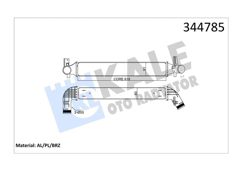 TURBO RADYATÖRÜ INTERCOOLER POLO 10 > A1 11 > IBIZA 09 > 1.4-1.8-2.0 617x97x80 MEK AL/PL/BRZ
