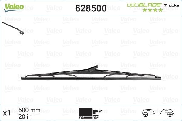 Valeo OptiBlade X1 500 mm FORD TRANSIT/TOURNEO CONNECT 01/03> ; ISUZU NKR. NPR 01/97> ; MAN
