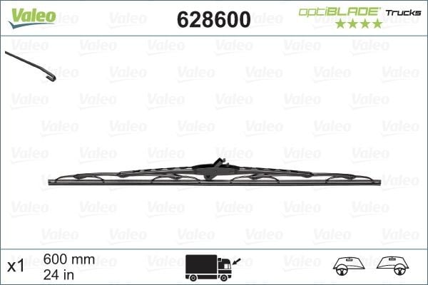 Valeo OptiBlade X1 600 mm DAF CF 65. CF 75. CF 85 03/98> ; MAN F 2000 10/94> . M 2000 M 04/96