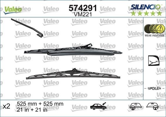 Valeo Silencio VM221 X2 525 525 mm AUDI A4 95>99