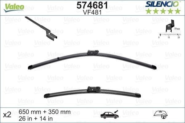 Valeo Silencio X-TRM Flat Blade VM481 X2 650 350 mm HYUNDAI IX20