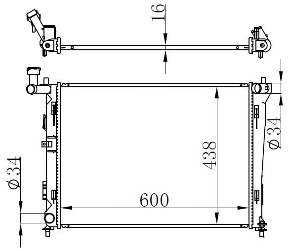 x RADYATÖR BRAZİNG İ30-ELANTRA 1.6İ 06 > MEK 600x438x16