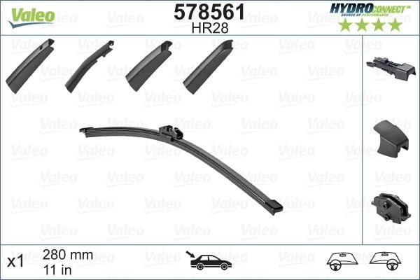 x SİLECEK SÜPÜRGESİ ARKA 28cm X1 MUZ TİPİ HydroConnect ÇOKLU BAĞLANTILI ÜNİVERSAL HR28