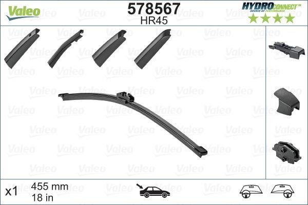 x SİLECEK SÜPÜRGESİ ARKA 45cm X1 MUZ TİPİ HydroConnect ÇOKLU BAĞLANTILI ÜNİVERSAL HR45