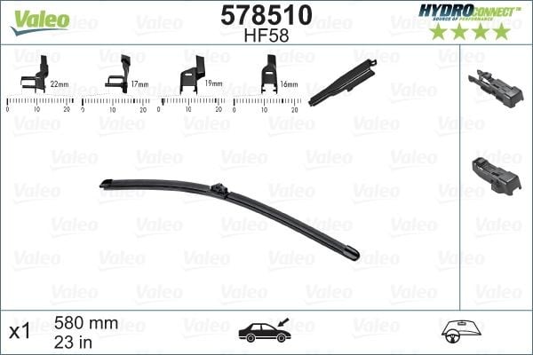 x SİLECEK SÜPÜRGESİ ÖN 58cm X1 MUZ TİPİ HydroConnect ÇOKLU BAĞLANTILI ÜNİVERSAL HF58