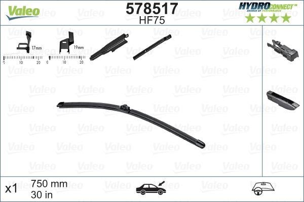 x SİLECEK SÜPÜRGESİ ÖN 75cm X1 MUZ TİPİ HydroConnect ÇOKLU BAĞLANTILI ÜNİVERSAL HF75