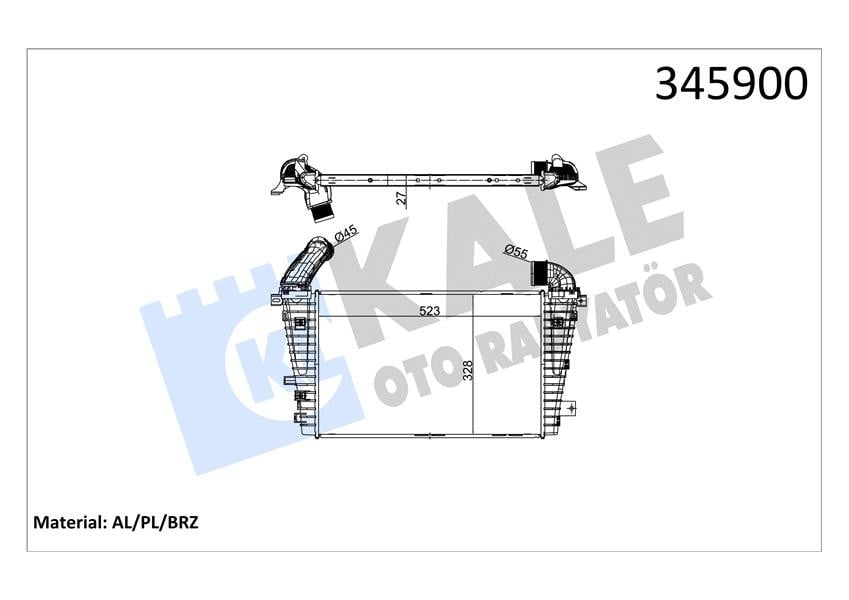 x TURBO RADYATÖRÜ INTERCOOLER ASTRA H AL/PL/BRZ 523x328.6x27