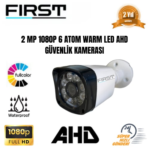 2 MP 1080P AHD 6 ATOM WARM LED SU GEÇİRMEZ DIŞ MEKAN GÜVENLİK KAMERASI FR-1016