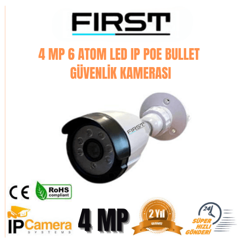4 MP 6 ATOM LED IP POE BULLET GÜVENLİK KAMERASI FR-1247