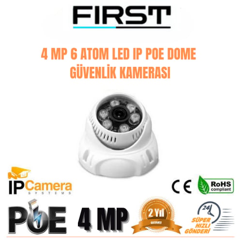 4 MP 6 ATOM LED IP POE DOME GÜVENLİK KAMERASI FR-1248
