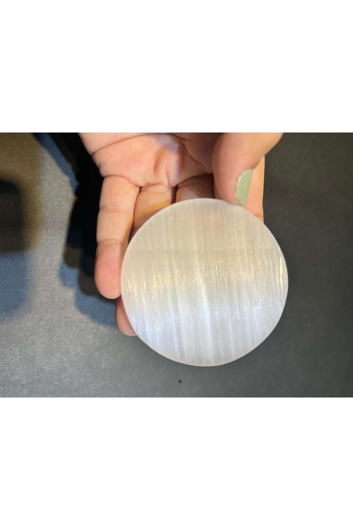 6 cm Selenit Spiritüel Disk Bardak Altlığı Hediyelik
